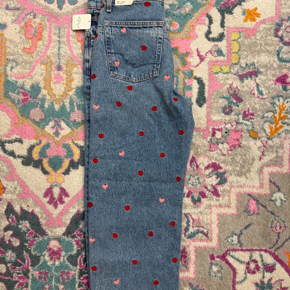 We The Free Deep Trance Be Mine Embroidered Heart Boyfriend Jeans 27 NWT - Picture 5 of 7